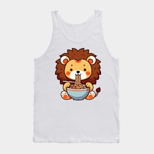 Cute lion eat Ramen Tank Top